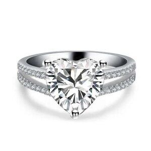❤Sweet Pure CZ Double Layer Diamonds Lovely Heart Rings for Women,MARR9056